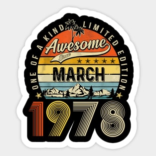 Awesome Since March 1978 Vintage 45th Birthday Sticker